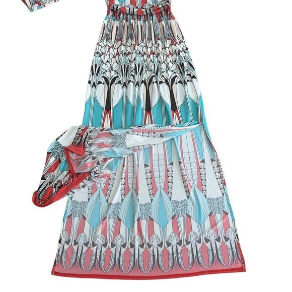 Boston Proper Multicolored Print Side Slits Maxi Dress Size 0 - Picture 8 of 16